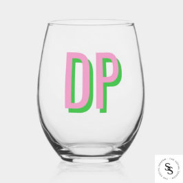 Light Pink + Green Bridesmaid Weinglas Ohne Stiel