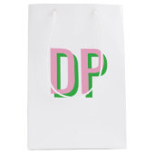 Light Pink + Green Monogram Bridesmaid Mittlere Geschenktüte (Vorderseite)