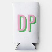 Light Pink + Green Monogram Bridesmaid Selters Dosenkühler (Vorderseite)