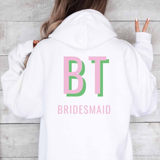 Light Pink + Green Monogram Wedding Party Hoodie