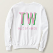 Light Pink + Green Monogram Wedding Party Sweatshirt (Design Rückseite)