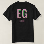 Light Pink + Green Monogram Wedding Party T-Shirt (Design Rückseite)