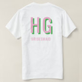Light Pink + Green Monogram Wedding Party T-Shirt (Design Rückseite)