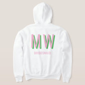 Light Pink + Green Monogram Wedding Party Zip-Up Hoodie (AblageHinten)