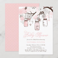 Light Pink Hanging Mason Jars Baby Dusche