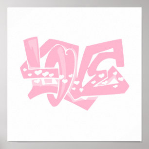 Light Pink Heart Graffiti Poster