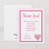Light Pink Heart Wedding Flat Danke Karte (Vorne/Hinten)