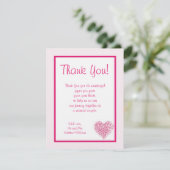 Light Pink Heart Wedding Flat Danke Karte (Stehend Vorderseite)