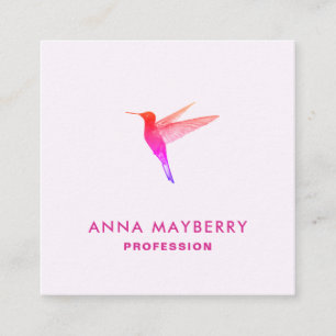 Light Pink Hummingbird Square Business Card Quadratische Visitenkarte