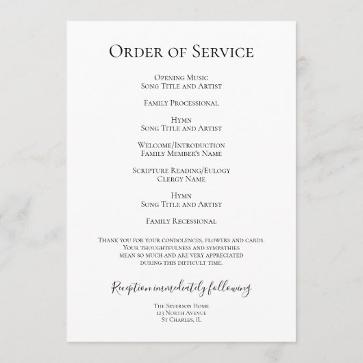 Light Pink Hydrangea Blume Beerdigung Service Programm (Rückseite)