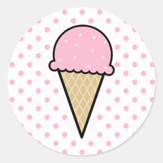 Light Pink Ice Creme Cone Runder Aufkleber (Vorderseite)