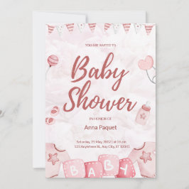 Light Pink Illustration Watercolor Childern Modern Einladung