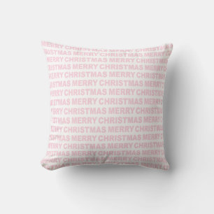 Light Pink in White Christmas Typografy Kissen