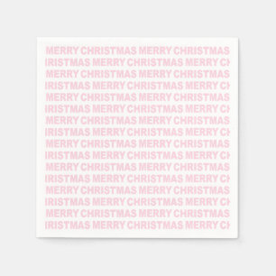 Light Pink in White Christmas Typografy Serviette