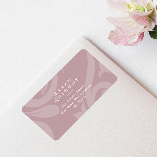 Light Pink Ivory Damask Classic Wedding Address Adressaufkleber