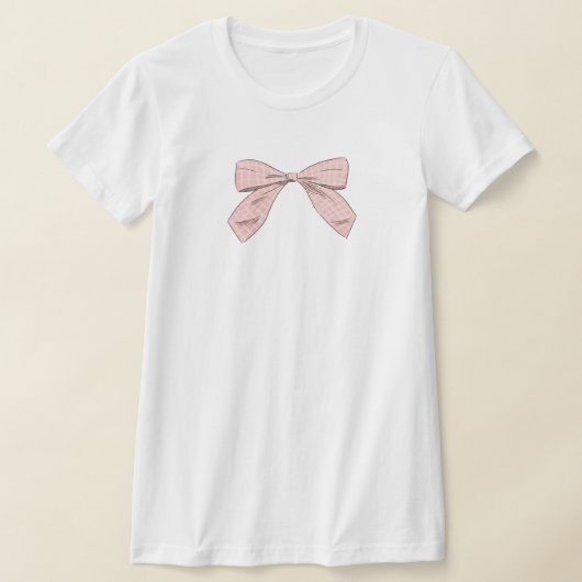 Light Pink Kariert Bow Elegante Baby Dusche Mama T-Shirt (Ablage )