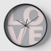 Light Pink Liebe Letters Typografy Grau Hintergrun Uhr (Vorderseite)