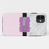 Light Pink Lila mit Monogramm Damask iPhone 5 Gehä Case-Mate iPhone Hülle (Rückseite (Horizontal))