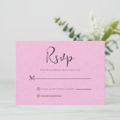 Light Pink Line Einfache RSVP-Karte mit schwarzem  Einladung (Stehend Vorderseite)