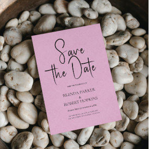 Light Pink Line Einfache schwarze Schrift Save the Einladung