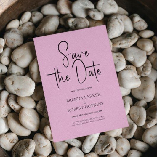 Light Pink Line Einfache schwarze Schrift Save the Einladung