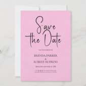Light Pink Line Einfache schwarze Schrift Save the Einladung (Vorderseite)
