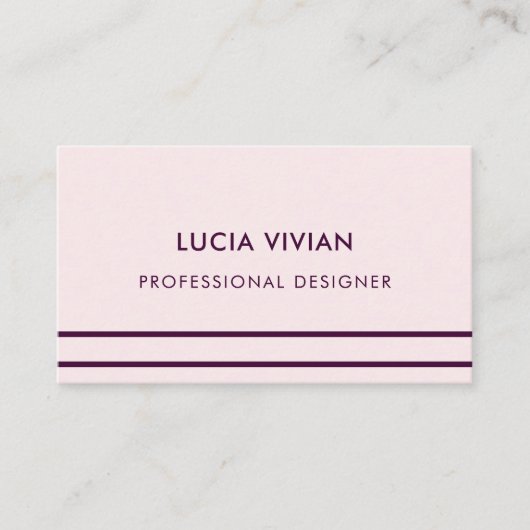 Light Pink Line Minimalistisch Moderne Beruflich Visitenkarte (Vorderseite)