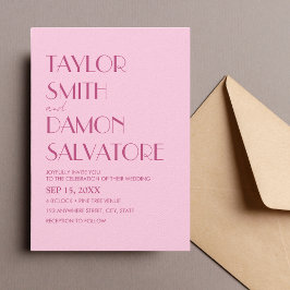 Light Pink Magenta Bold Retro Einzigartige Hochzei Einladung