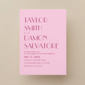 Light Pink Magenta Bold Retro Einzigartige Hochzei Einladung