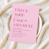 Light Pink Magenta Bold Retro Einzigartige Hochzei Einladung