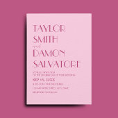 Light Pink Magenta Bold Retro Einzigartige Hochzei Einladung