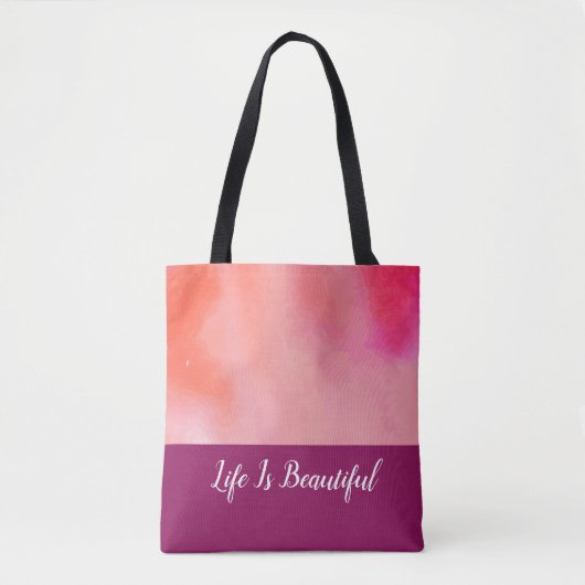 Light Pink Magenta Wasserfarbe Tasche (Vorderseite)