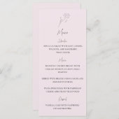 Light Pink Minimalistisch Blume Monogram Wedding M Menükarte (Vorne/Hinten)