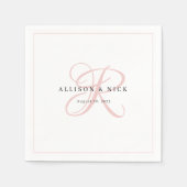 Light Pink Minimalistisch Monogram Wedding Napkins Serviette (Vorderseite)