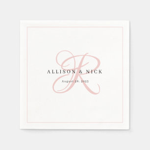 Light Pink Minimalistisch Monogram Wedding Napkins Serviette