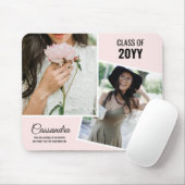 Light Pink Minimalistisch Zwei Foto Graduate Mousepad (Mit Mouse)