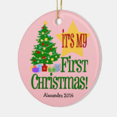 Light Pink mit Tree Baby's First Christmas Ornamen Keramikornament (Links)