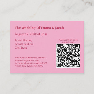 Light Pink Modern Wedding QR Code Enclosure Card Begleitkarte