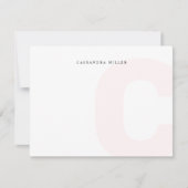 Light Pink Monogram Backname Mitteilungskarte (Vorderseite)