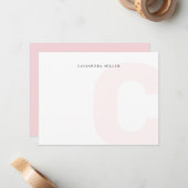 Light Pink Monogram Backname Mitteilungskarte (Vorderseite/Rückseite Beispiel)