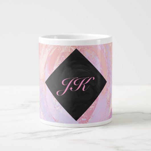Light Pink Monogram Jumbo-Tasse (Vorderseite)
