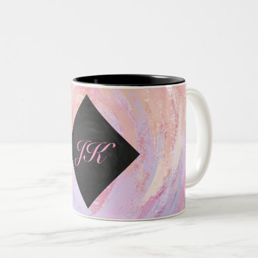 Light Pink Monogram Zweifarbige Tasse (VorderseiteRechts)
