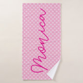 Light Pink Monotone Polka Dot Badehandtuch (Badehandtuch)