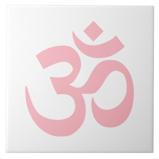 Light Pink Om Symbol Fliese (Vorderseite)