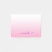 Light Pink Ombre Eleganter Script Signature Name Post-it Klebezettel (Vorderseite)