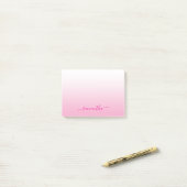 Light Pink Ombre Eleganter Script Signature Name Post-it Klebezettel (Auf Schreibtisch)
