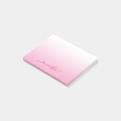 Light Pink Ombre Eleganter Script Signature Name Post-it Klebezettel (angewinkelt)