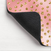 Light Pink Ombre & Gold Glam Glitzer Polka Dots Mousepad (Ecke)