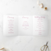Light Pink Peony & Rose Floral WedPrograms Dreifach-gefaltete Programmkarte (Innenseite)