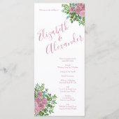 Light Pink Peony & Rose Floral WedPrograms Menükarte (Vorderseite)